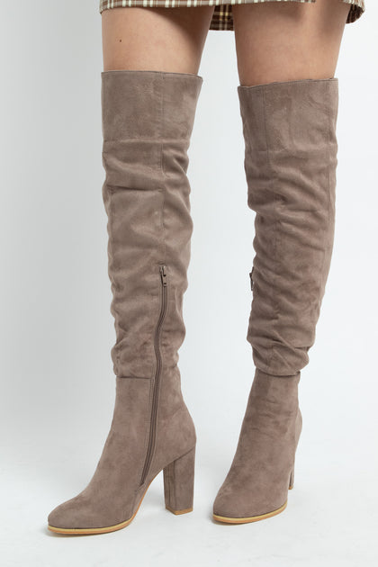 Taupe high hot sale knee boots