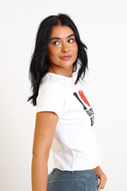 Daisy Street Cropped T-Shirt With 'I Love Skater Boys' Print