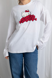 Daisy Street Hello Kitty Long Sleeve T-Shirt With Bow Graphic