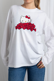 Daisy Street Hello Kitty Long Sleeve T-Shirt With Bow Graphic