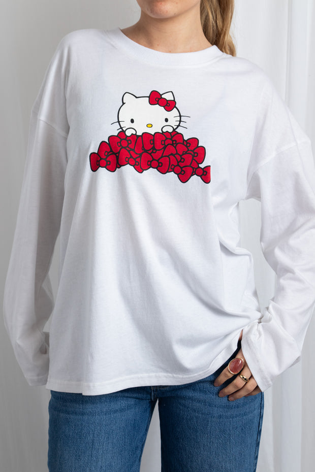 Daisy Street Hello Kitty Long Sleeve T-Shirt With Bow Graphic