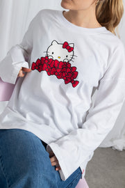 Daisy Street Hello Kitty Long Sleeve T-Shirt With Bow Graphic