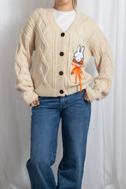 MIFFY X DAISY STREET CABLE KNIT CREAM CARDIGAN