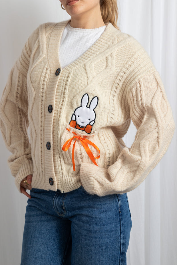 MIFFY X DAISY STREET CABLE KNIT CREAM CARDIGAN