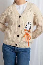 MIFFY X DAISY STREET CABLE KNIT CREAM CARDIGAN