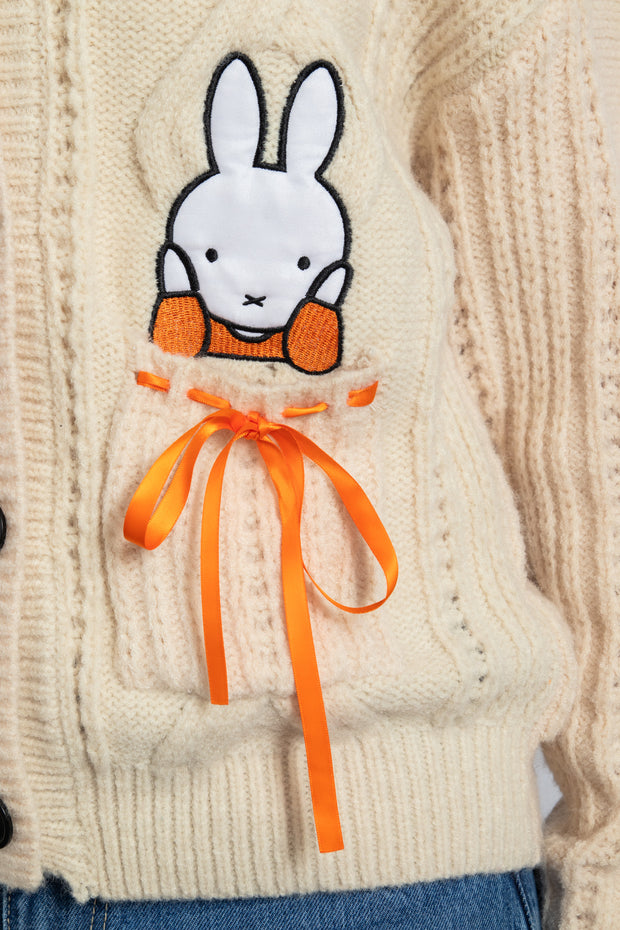 MIFFY X DAISY STREET CABLE KNIT CREAM CARDIGAN