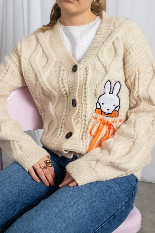 MIFFY X DAISY STREET CABLE KNIT CREAM CARDIGAN