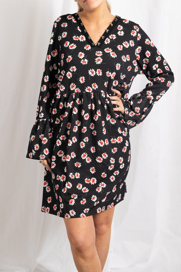 Daisy Street Black Floral Smock Dress