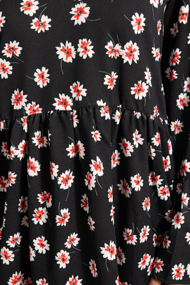 Daisy Street Black Floral Smock Dress