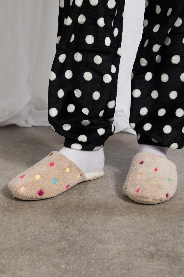 Daisy Street Beige Polka Dot Slippers