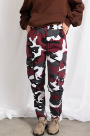 Daisy Street Camo Cargo Pants In Red