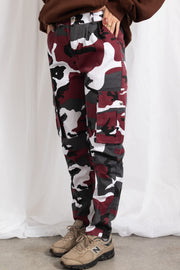 Daisy Street Camo Cargo Pants In Red