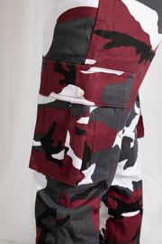 Daisy Street Camo Cargo Pants In Red