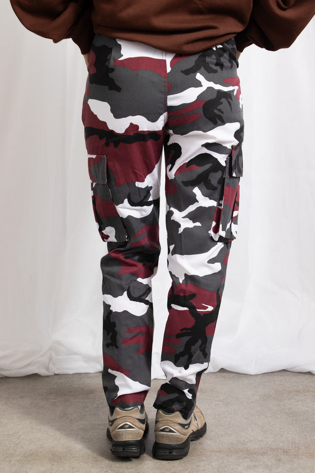 Daisy Street Camo Cargo Pants In Red