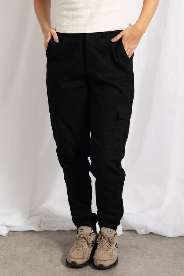 Daisy Street Black Cuffed Cargo Pants