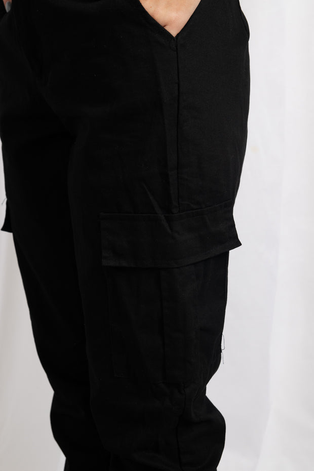 Daisy Street Black Cuffed Cargo Pants