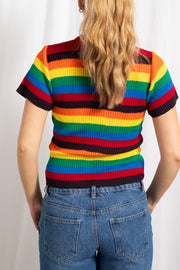 Daisy Street Rainbow Knit Top