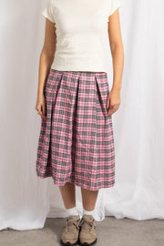 Daisy Street Plaid Pleated Midi Skirt