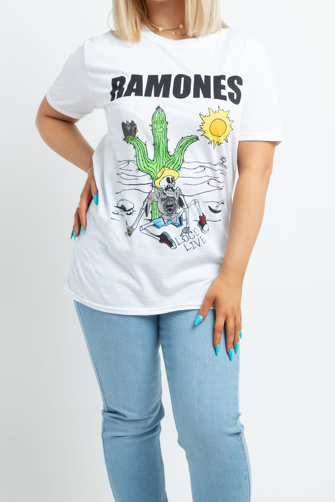 Daisy Street Ramones Licensed T Shirt in White