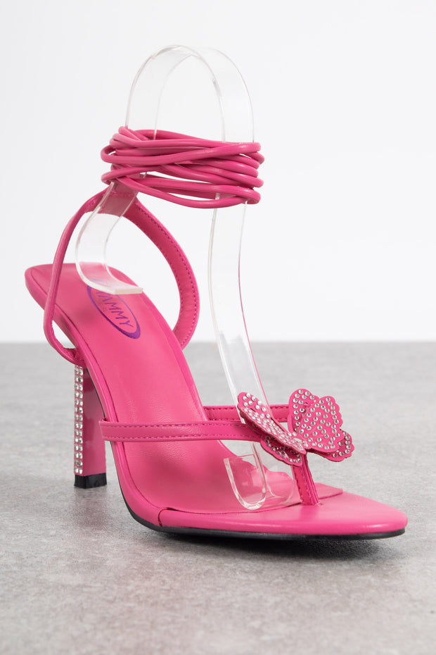 Sugar Thrillz Metallic Butterfly Applique Stiletto Platform Heels - Pink –  Dolls Kill