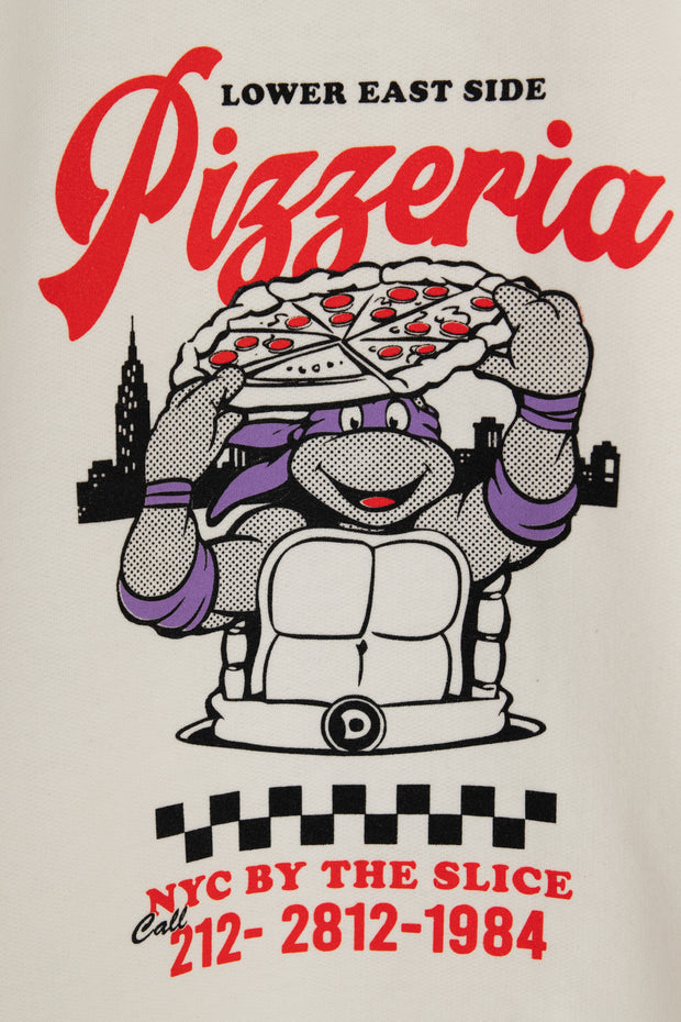 Daisy Street TMNT Pizzeria Graphic Sweatshirt in Ecru