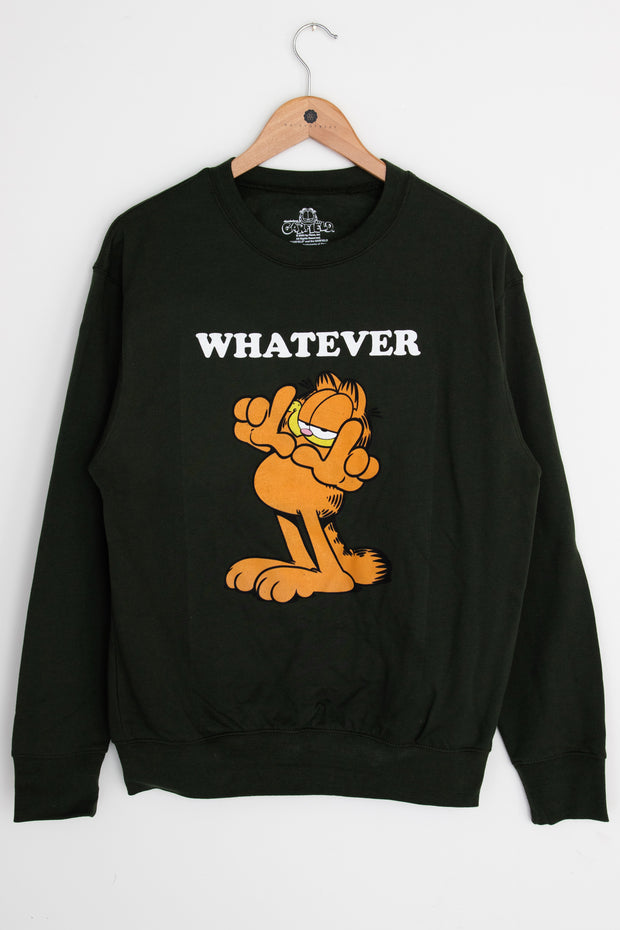 Daisy Street Garfield Whatever Graphic Sweatshirt in Forest Green