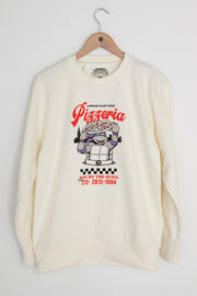 Daisy Street TMNT Pizzeria Graphic Sweatshirt in Ecru