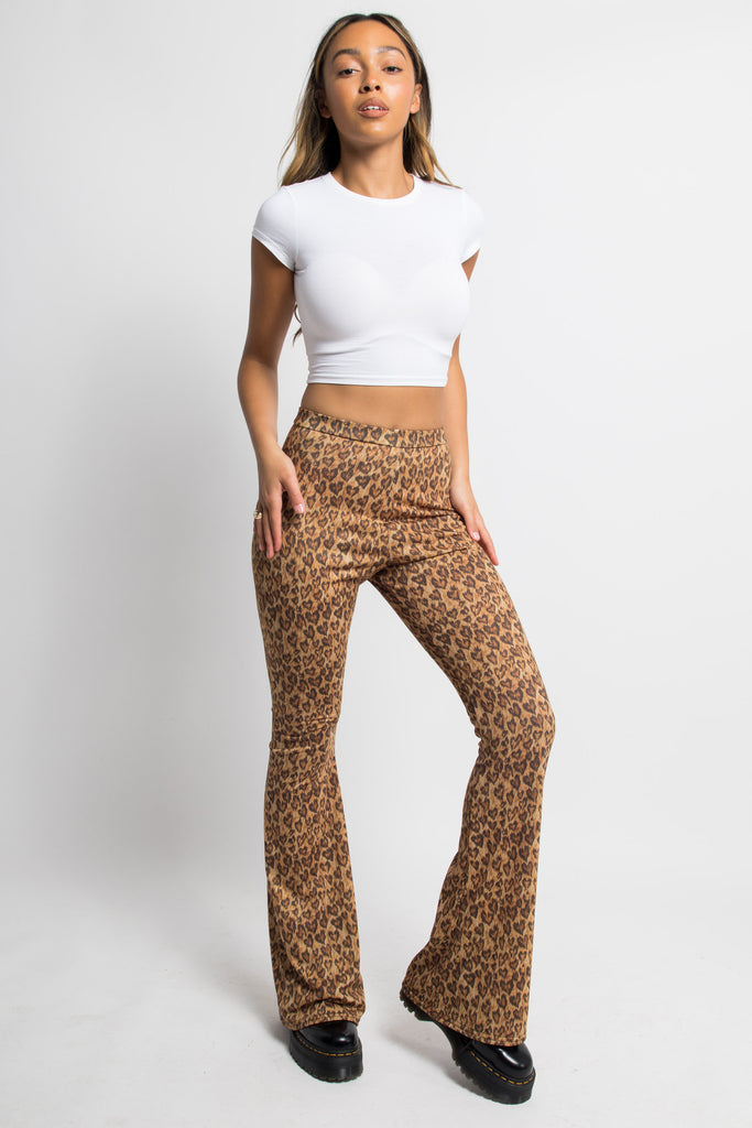 Women Mesh Overlay Pants Leopard Print Flared Trousers Double Layer  Loungewear | eBay