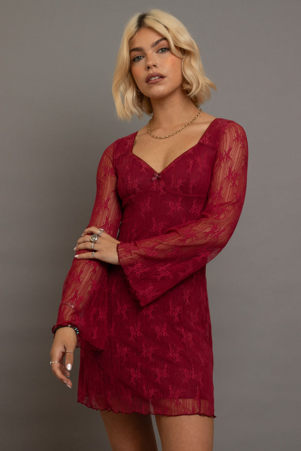 Daisy Street Red Lace Mini Dress