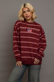 Daisy Street Multi Stripe LA Embroidery Sweatshirt