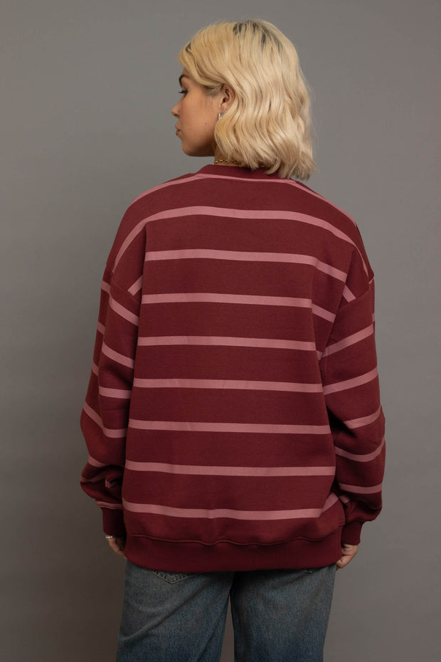 Daisy Street Multi Stripe LA Embroidery Sweatshirt