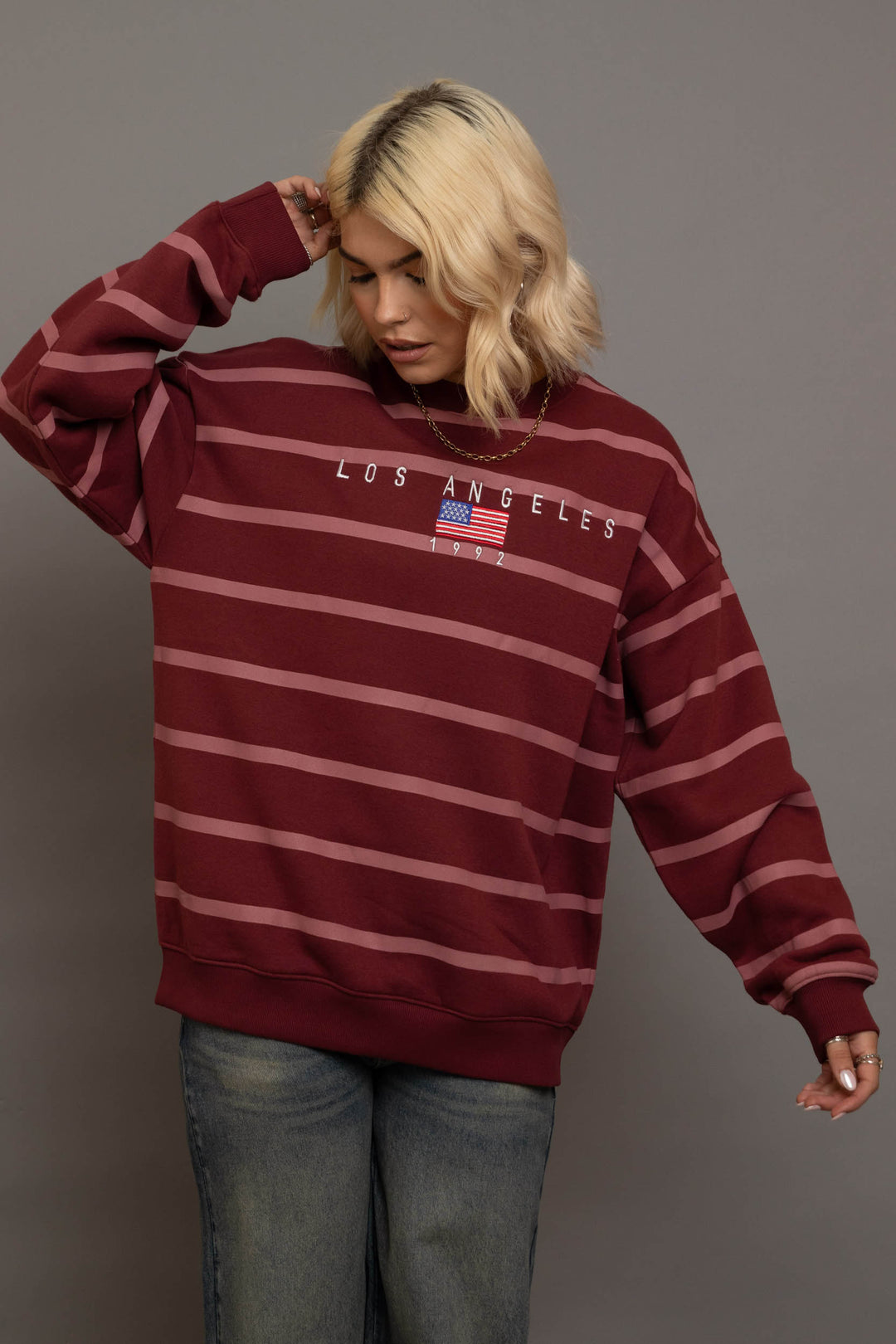 Daisy street oversized sweatshirt with vintage river embroidery hotsell
