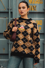 DAISY STREET X PAUL FRANK KNITTED ARGYLE JUMPER