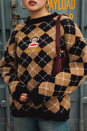 DAISY STREET X PAUL FRANK KNITTED ARGYLE JUMPER