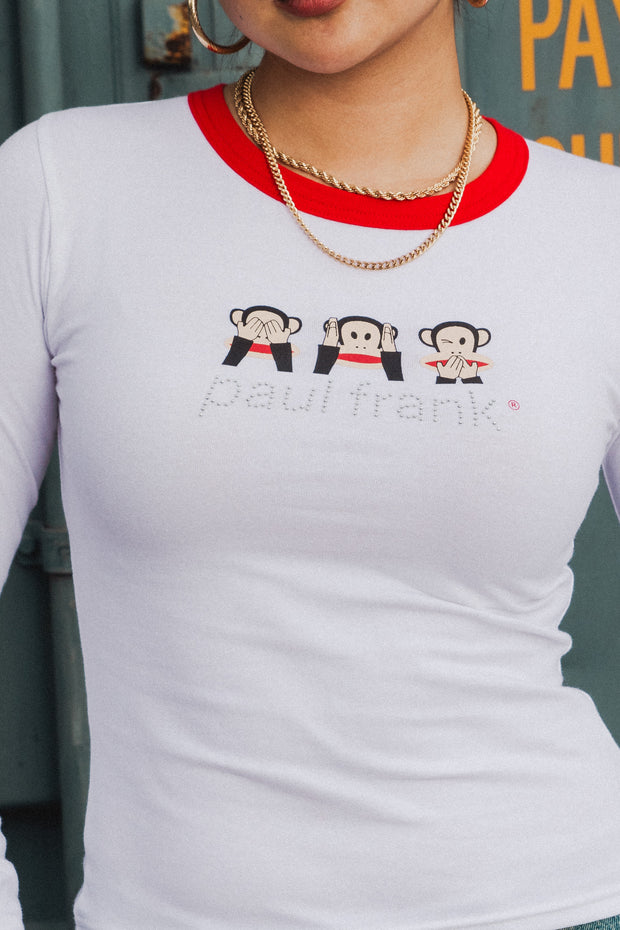 DAISY STREET X PAUL FRANK LONG SLEEVE RINGER TEE