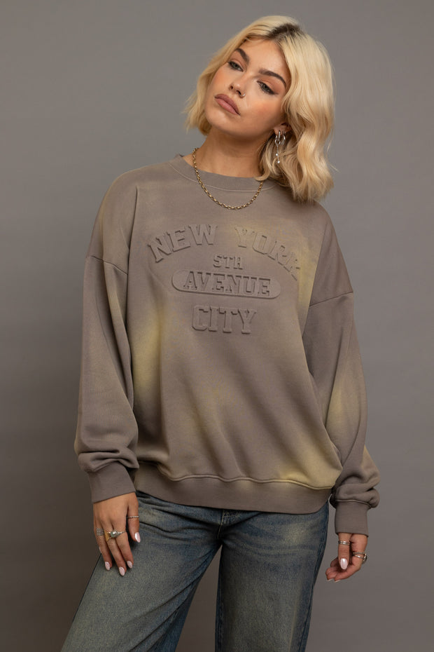 Daisy Street Crew Neck Sweat With Embossed Text