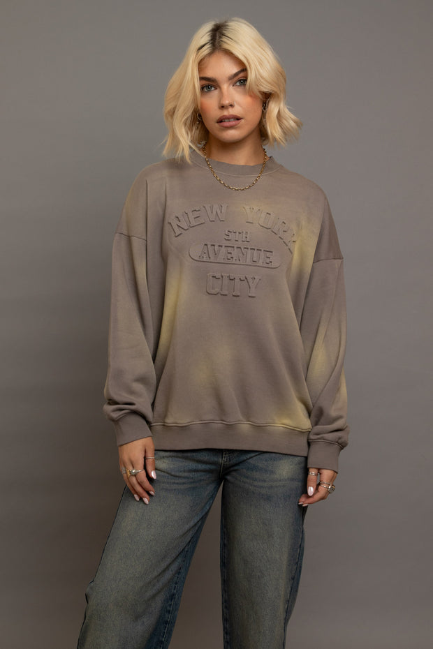 Daisy Street Crew Neck Sweat With Embossed Text