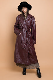 Daisy Street PU Trench Coat With Shoulder Detail