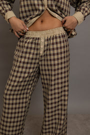 Daisy Street Check Wide Leg Trousers With Contrast Stripe Pockets