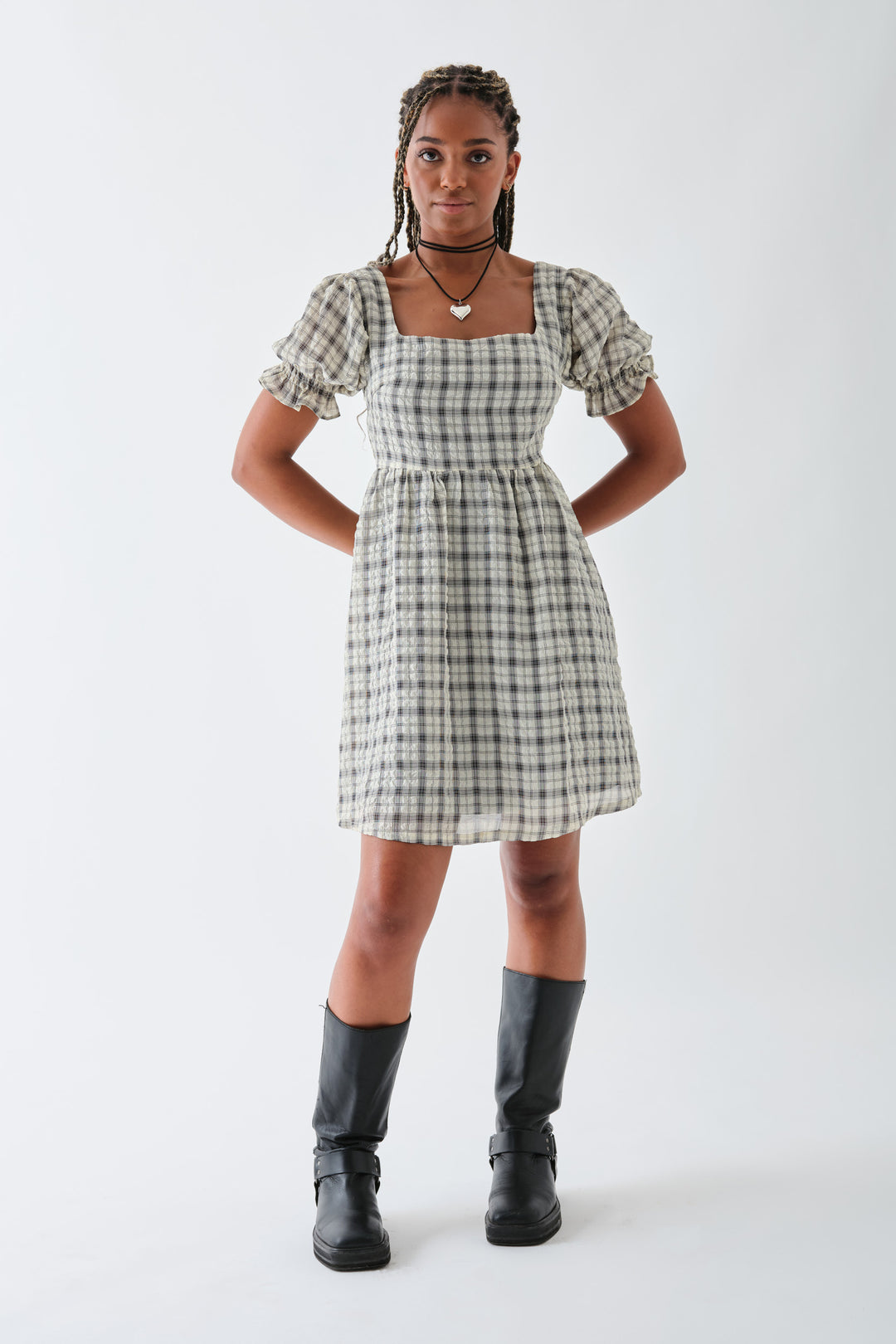 Daisy Street Check Smock Dress