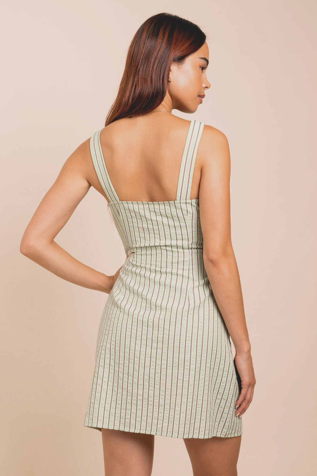 Button front square neck dress sales