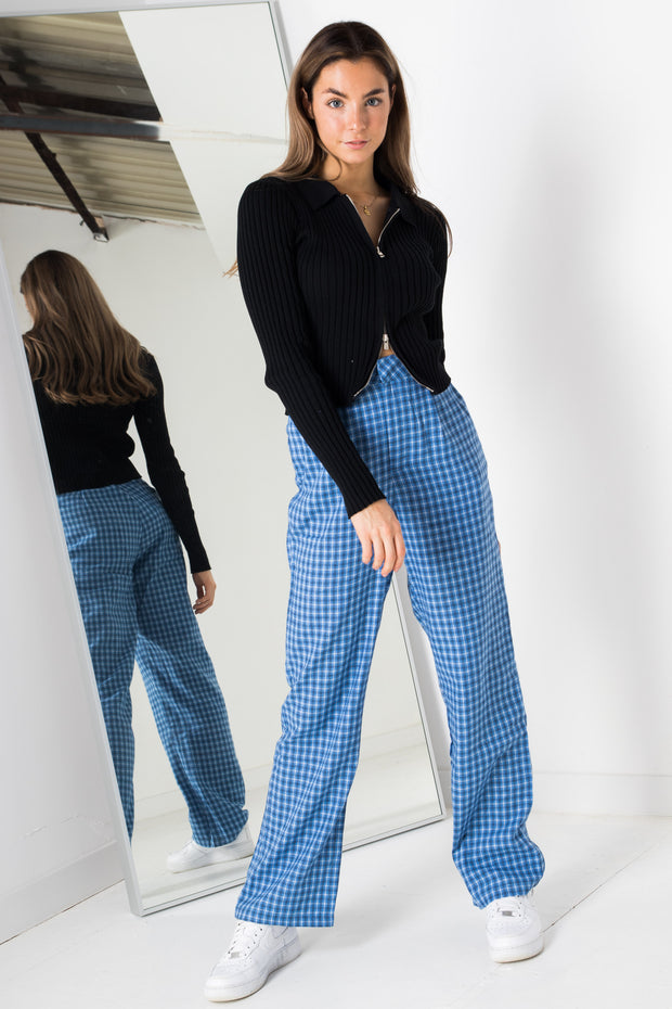 Daisy Street Trousers in Blue Check