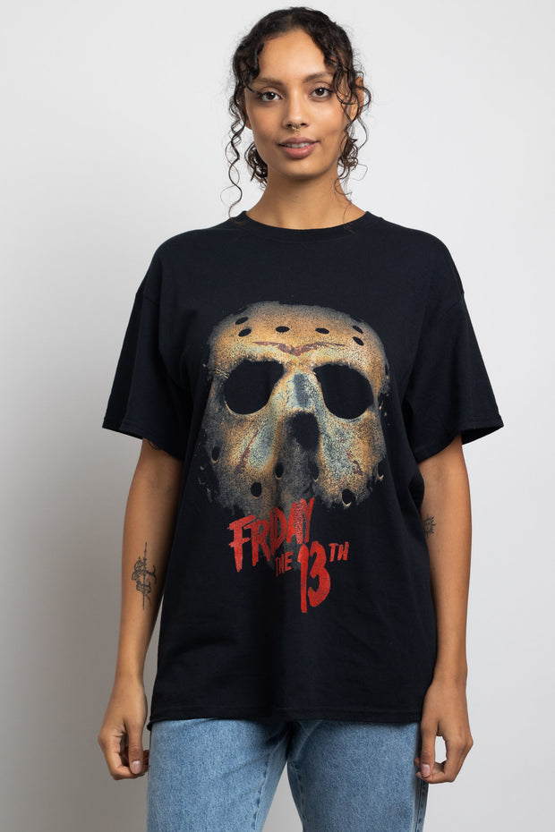 Daisy Street Relaxed T-Shirt with Friday The 13th Mask Graphic