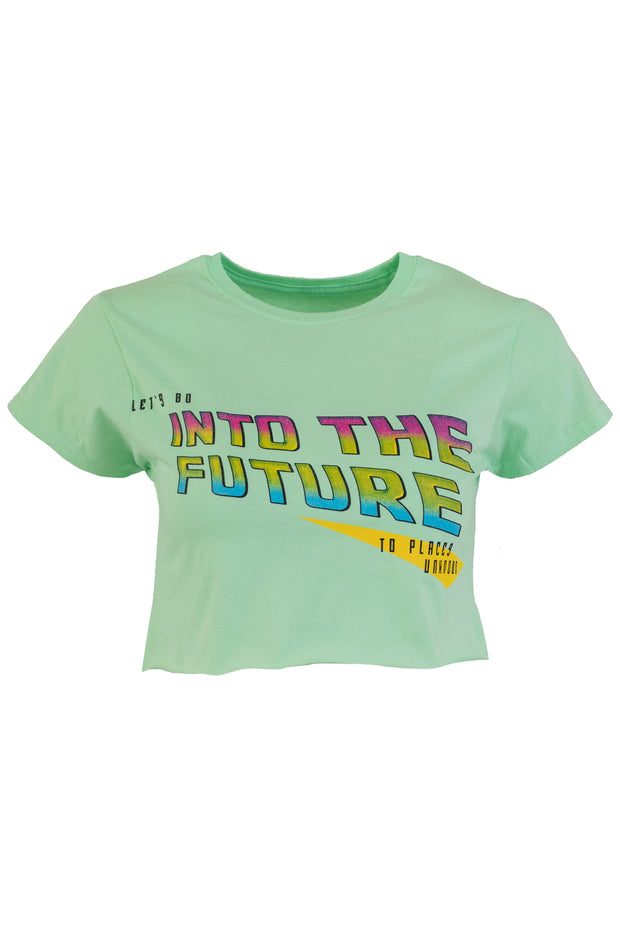 Daisy Street X Pose and Repeat Into The Future Print Crop T-Shirt