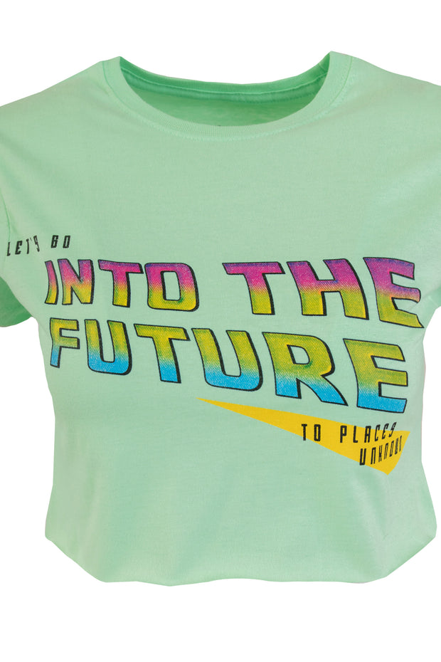 Daisy Street X Pose and Repeat Into The Future Print Crop T-Shirt