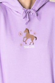 Daisy Street Oversized Hoodie with Thug Life Pony Print