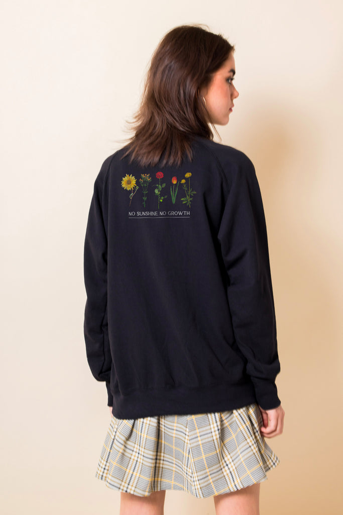 Daisy Street 1/4 Zip Boyfriend Sweater with Embroidered Print
