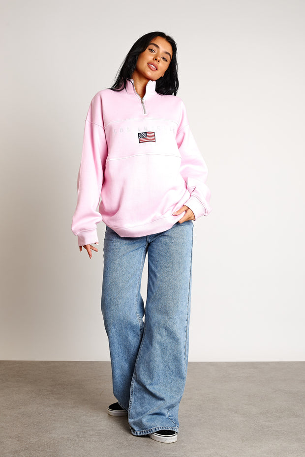Daisy Street relaxed sweatshirt with los angeles print in pink